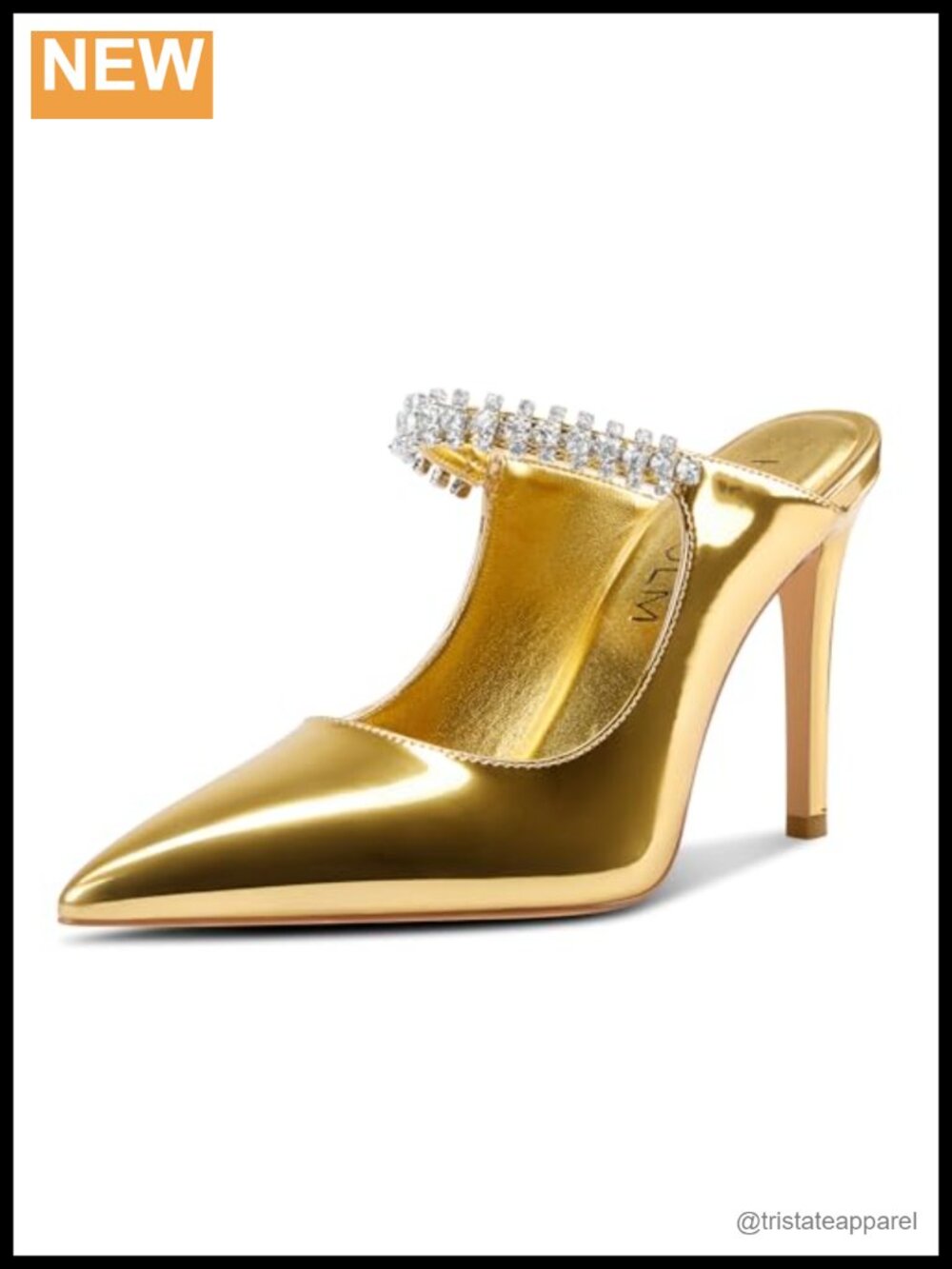 Rhinestone Stiletto Heeled Mules Pointed Toe Slip-On Dress Pumps